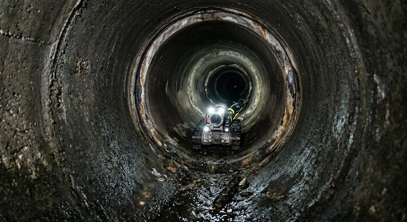 Robotic sewer camera inspecting pipe interior for Sewer Line Repair in Dumas